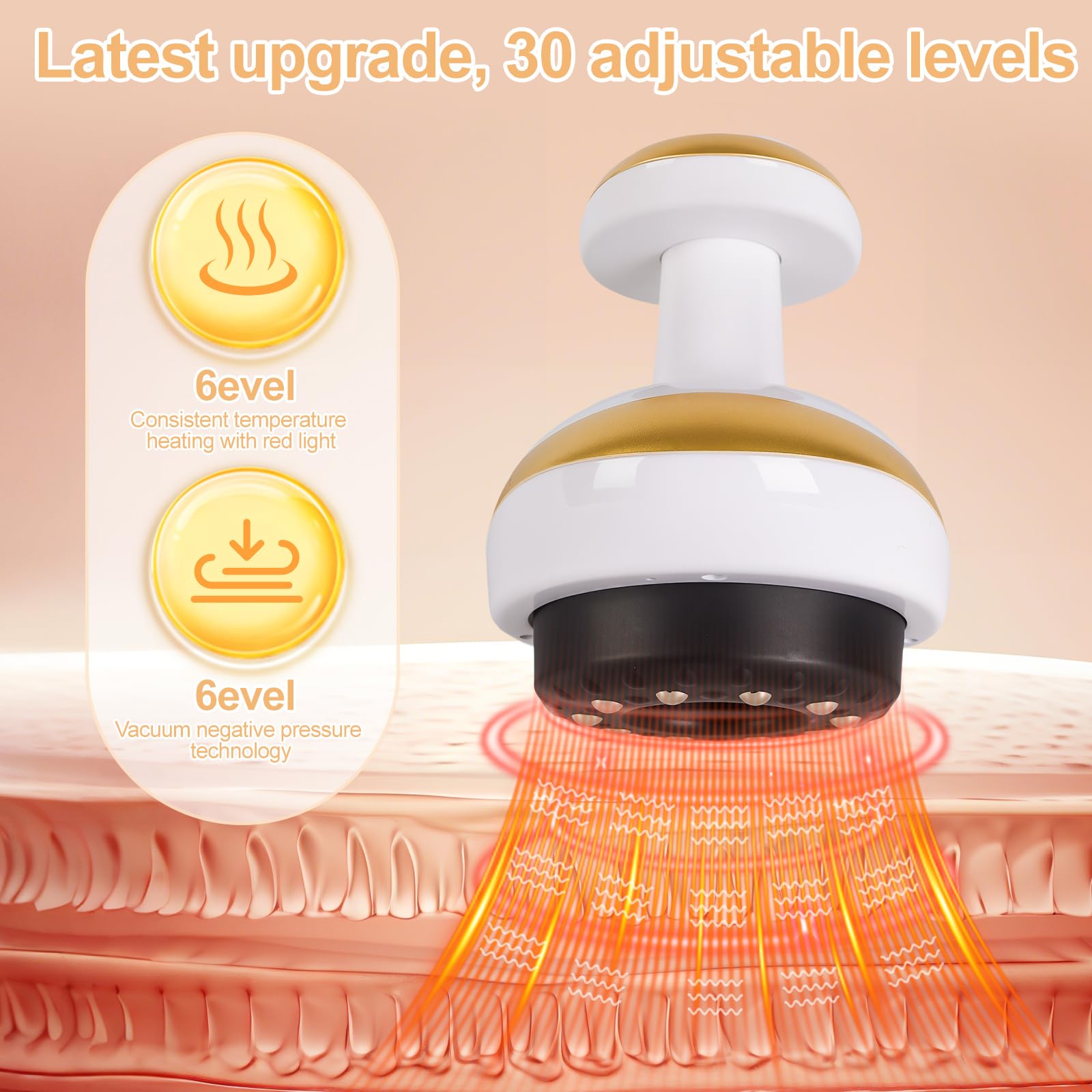 Vacuvia Appareil de massage cellulite 4 en 1 avec ventouse d'aspiration et Gua Sha électrique pour raffermir la peau et la circulation sanguine, huiles essentielles non incluses