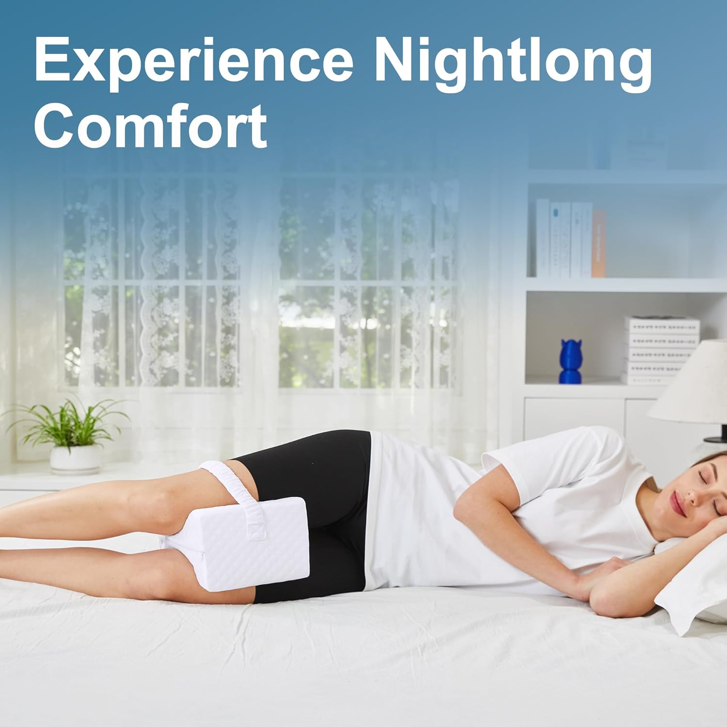Knee Pillow for Side Sleepers, Leg Pillow for Sciatica, Back, HIPS, Knees, Joints Pain Relief,Pillows for Between Legs While Sleeping Spine Alignment Support & Relieves Pressure,Basic Strap,White - Image 7