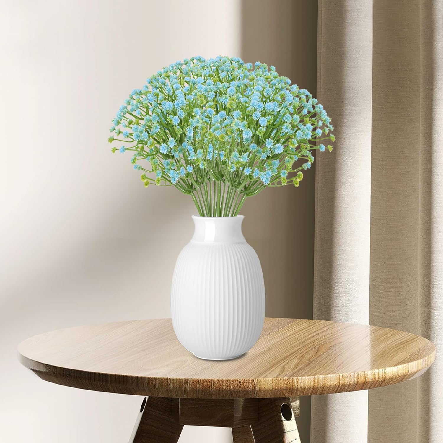 HVEST Blue Babys Breath Artificial Flowers for Decoration 6Pcs Baby Breath Flowers Artificial Bulk, Real Touch Fake Baby Breath Gypsophila for Wedding Bouquet Floral Arrangement Home Party Decor