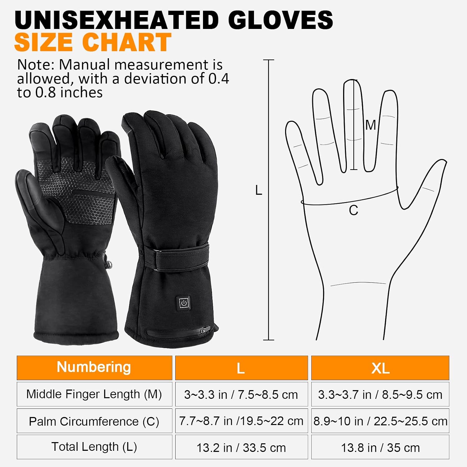 Rechargeable Heated Gloves for Men & Women - 5V 5000mAh Battery with 3 Heating Levels, Waterproof, Touchscreen & Non-Slip Electric Gloves for Skiing, Hunting, Fishing, Cycling, Outdoor Work