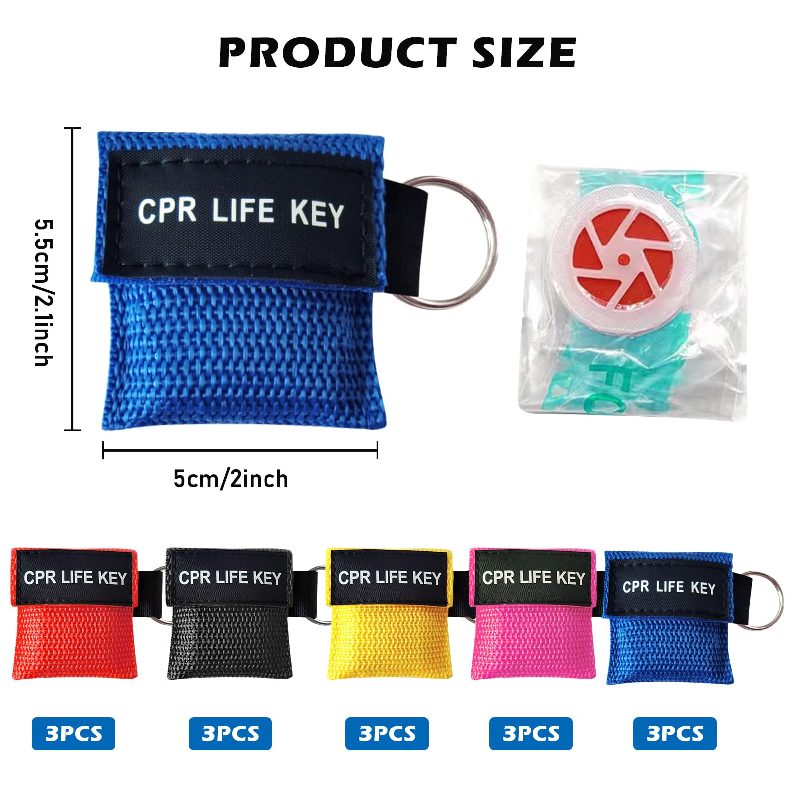 SUNOYA 15pcs CPR Masque, Porte-Clés Kit D'Urgence Barrière Respiratoire Porter Secours Boucliers De Visage, Avec Barrière, Pour Les Premiers Secours Ou La Formation AED
