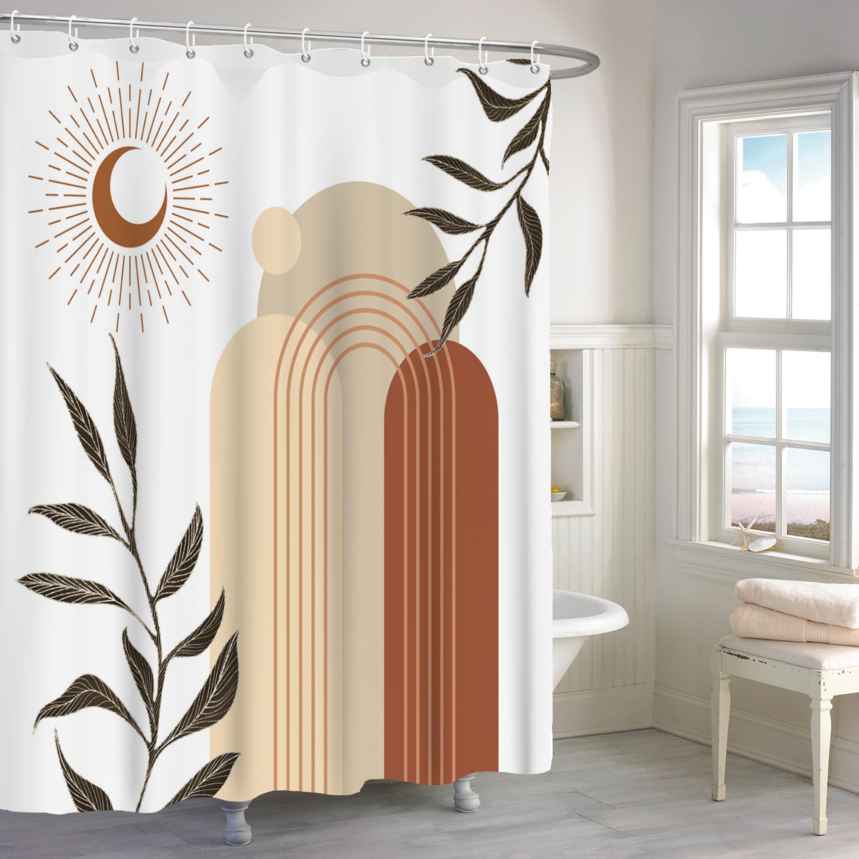 Rideau de douche en tissu géométrique Renaiss au design esthétique haut de gamme pour douche