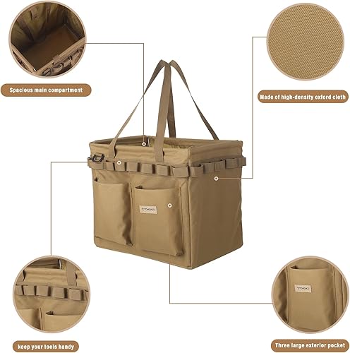 Miniatura 3 de TOMSHOO Bolsa de almacenamiento para campamento con asas, bolsa de herramientas de 25 litros, plegable, bolsas tácticas para jardín al aire libre,
