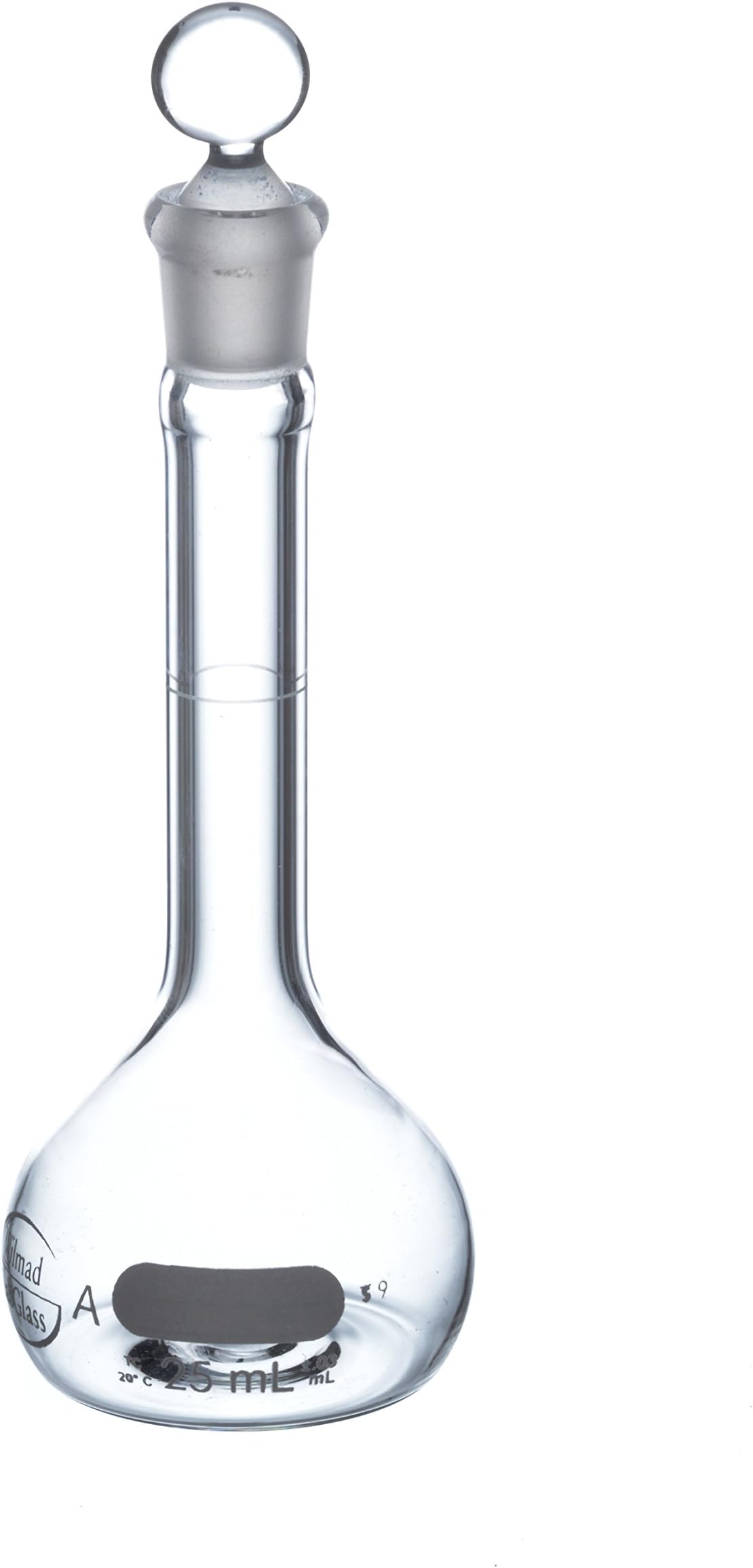 Wilmad-LabGlass LG-8110-108 Class A Stoppered Volumetric Flask, 25mL, Size 9 Standard Taper Stopper