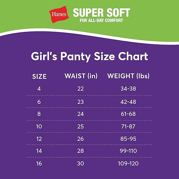 Hanes Girls' Organic Underwear, Brief & Hipster, Toddler & Girl Sizes, Pure Comfort Organic 100% Cotton Panties, 8-pack