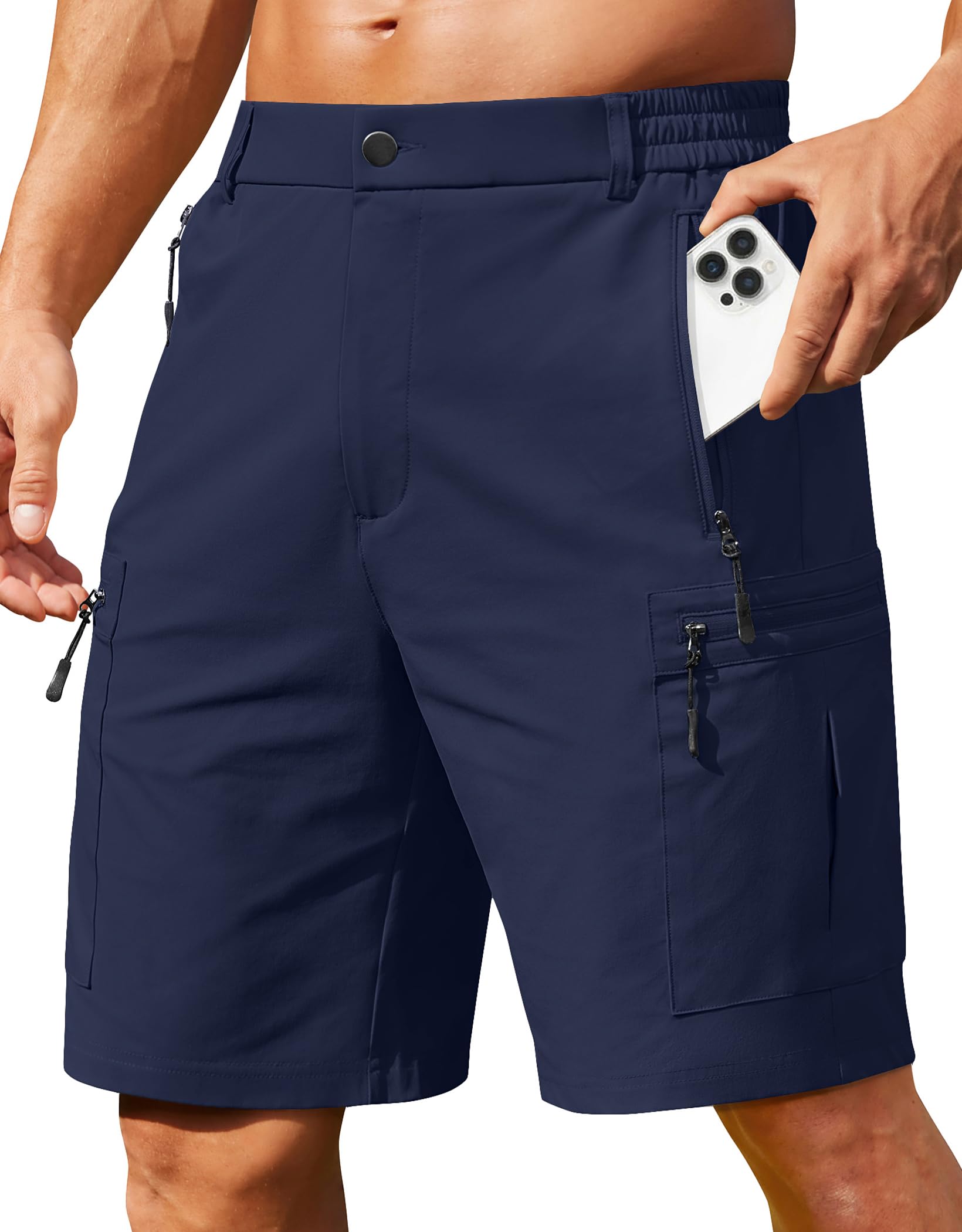 COOFANDY Men's Hiking 9" Cargo Shorts Lightweight Outdoor Shorts Quick Dry Golf Camping Casual Fishing with 5 Zipper Pockets — view 8