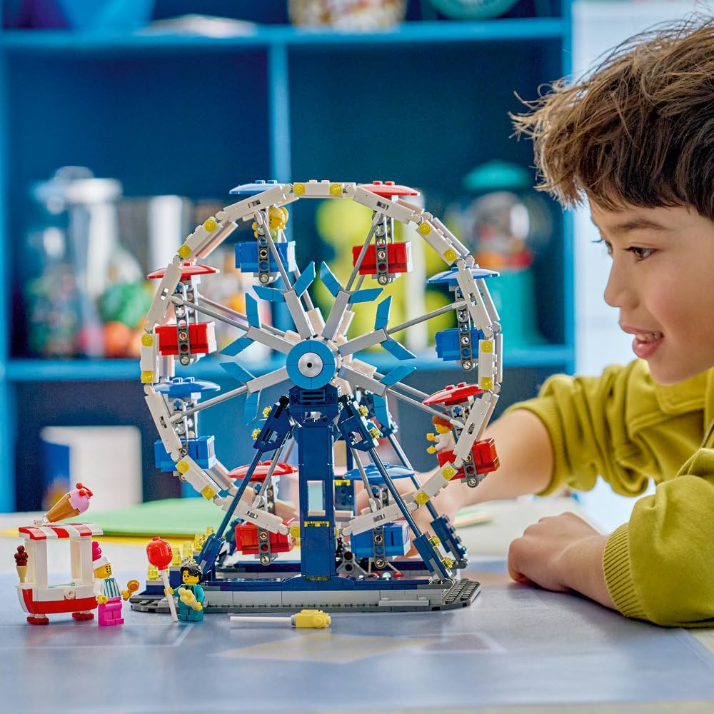 LEGO Creator 3 w 1 Kultowy diabelski młyn, zabawka konstrukcyjna dla dziecka, diabelski młyn, przejażdżka z UFO lub karuzela, pomysł na prezent urodzinowy dla chłopca lub dziewczynki od 8 lat 31389