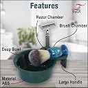 Pearl Shaving Grooming Bowl, Smooth Premium Shaving Mug for Shave Cream Gel & Soap, Shaving Cup with Razor & Brush Stand, Durable Wet Shaving Lathering Bowl Kit for Men Diwali Gift Option gallery image