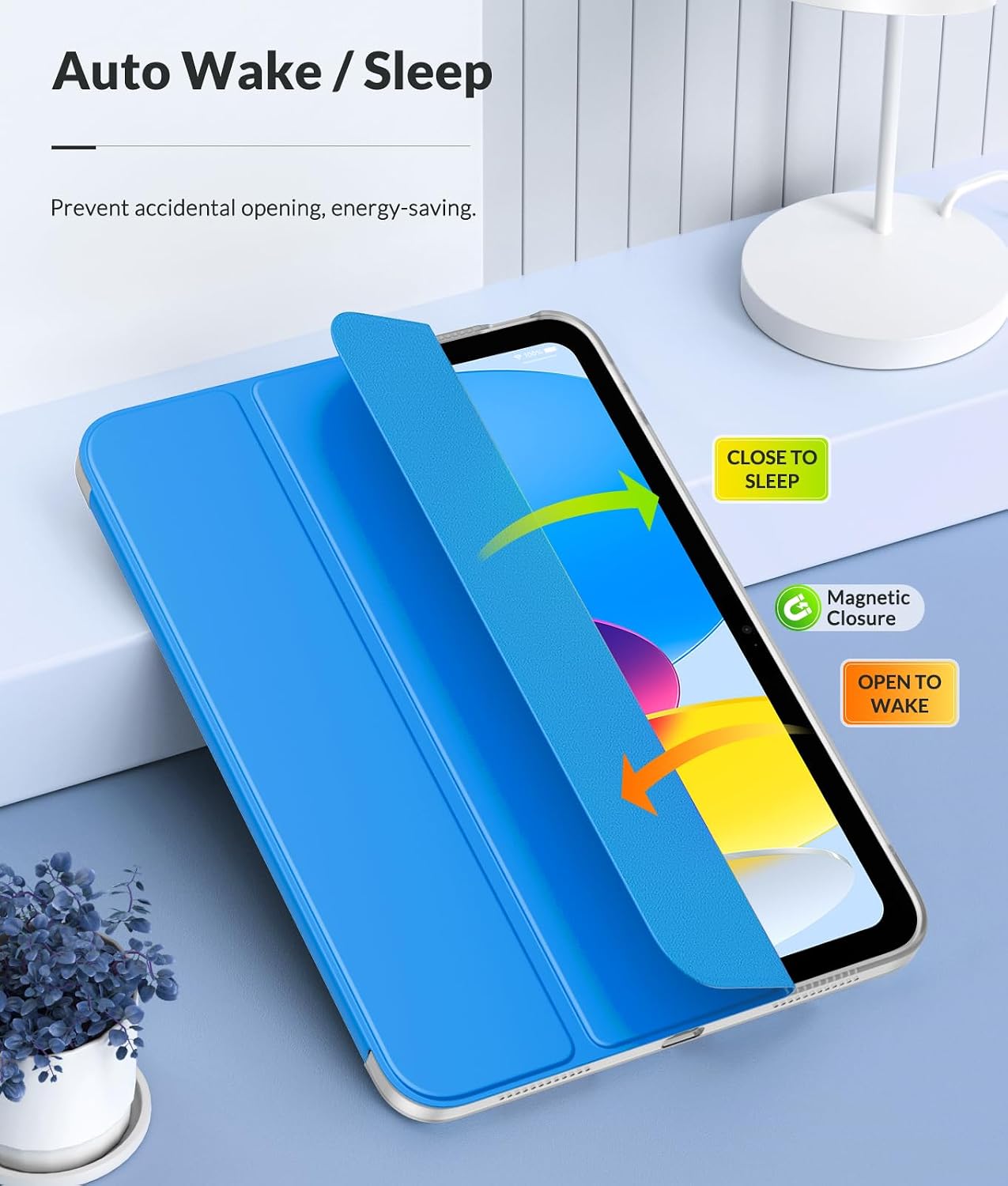 MoKo Case for New iPad (A16) 11th Generation 2025/ 10th Generation 2022, iPad 11 inch/ 10.9" Case with Soft TPU Translucent Frosted Back Cover, Auto Wake/Sleep, Support Touch ID,Blue Wave