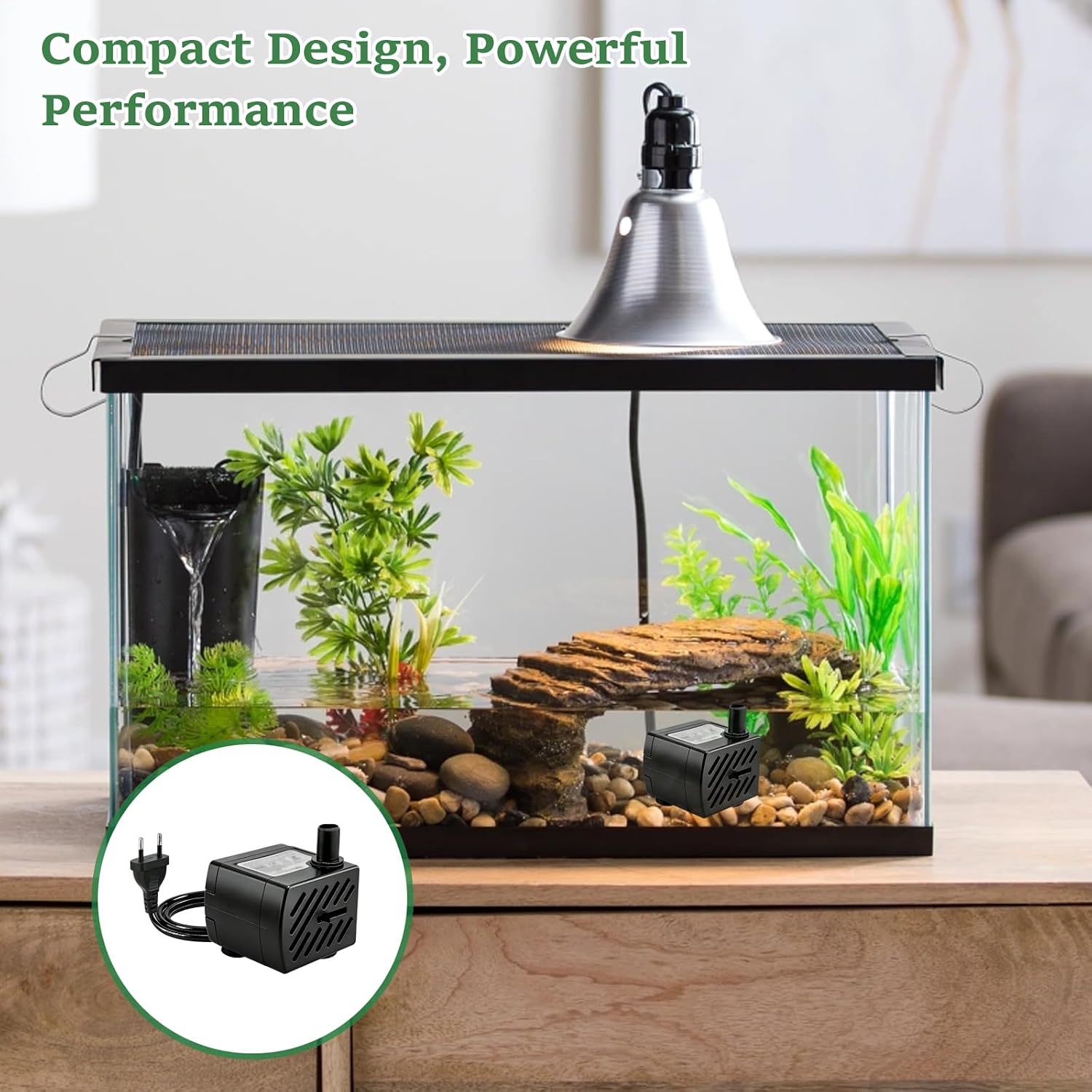 2 Pack Mini Submersible Water Pump, 3W Aquarium Fountain Pump | 110-220V US Plug, 180L/H Flow Rate, Adjustable Water Flow, 0.9-1m Lift Height, Includes 1m Tubing
