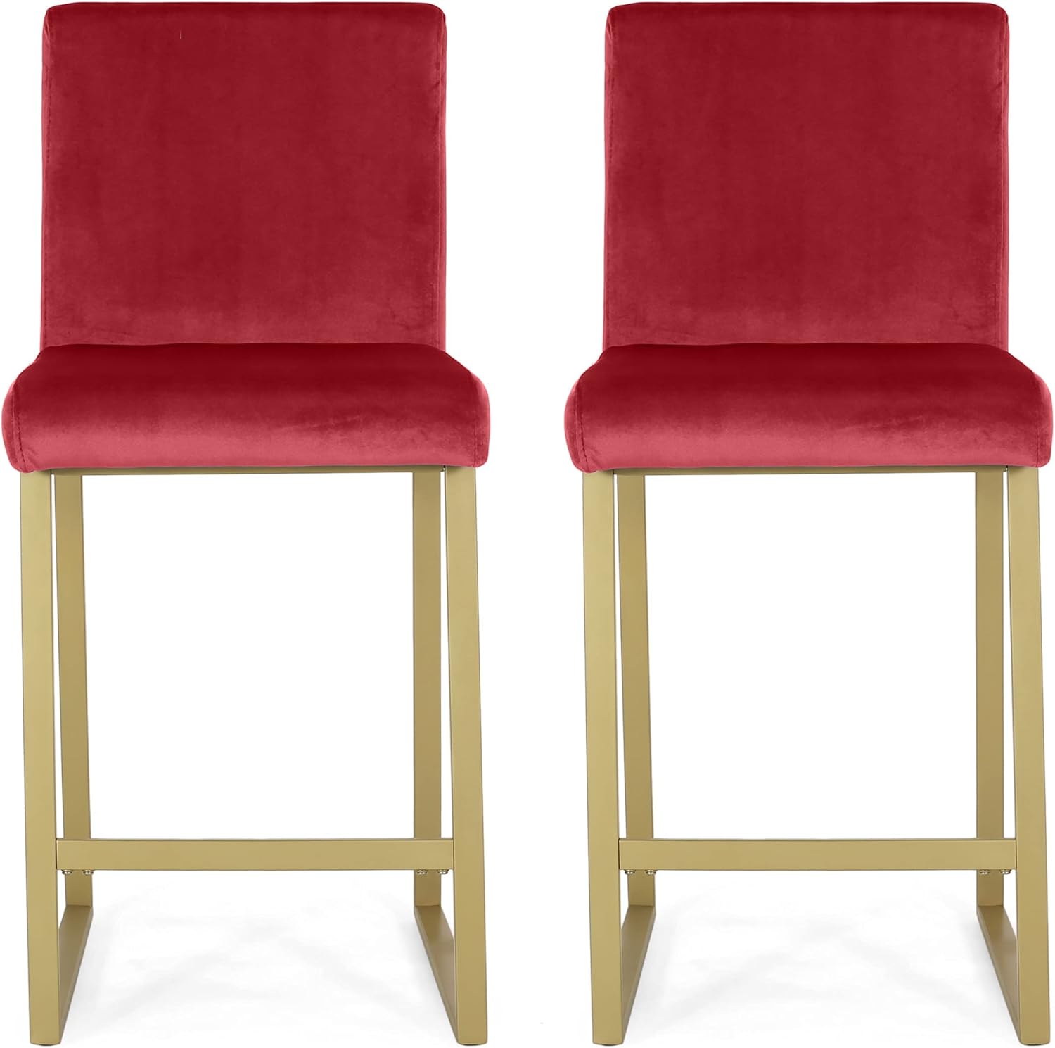 Christopher Knight Home Lexi Modern Velvet Barstools, Wine and Brass (Set of 2)