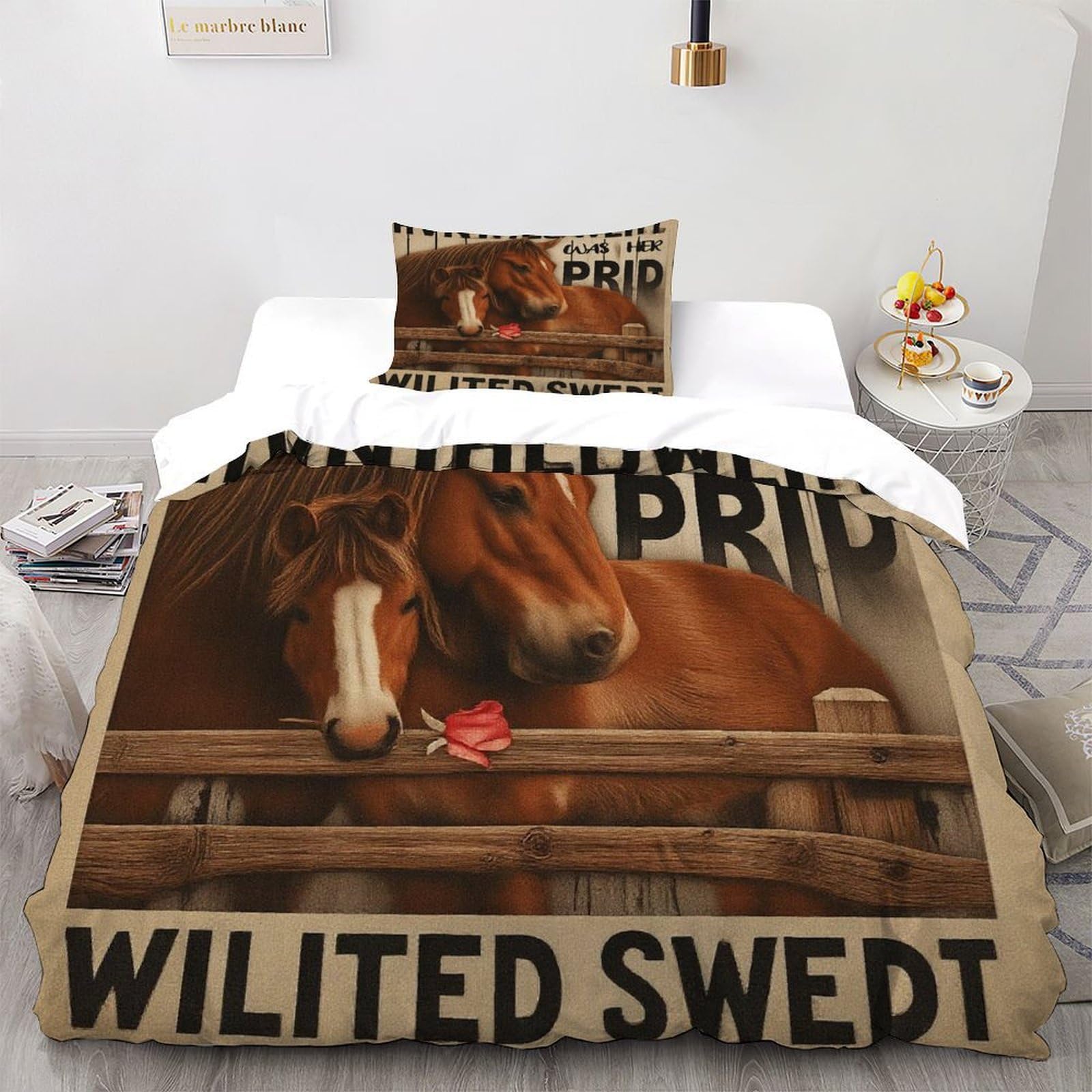 Housse de couette chevaux pour adulte lit 1 personne
