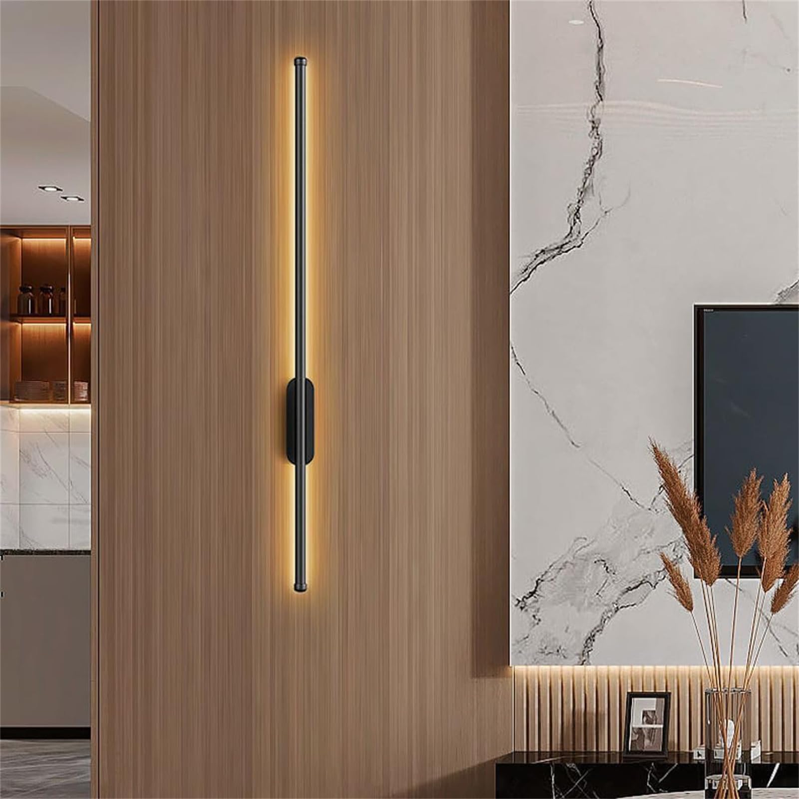 Nowoczesna lampa ścienna LED do wnętrz, ściemnialna, aluminiowa, sypialnia, z pilotem, prosta, kreatywna, dekoracyjna, do salonu, na schody, do przedpokoju