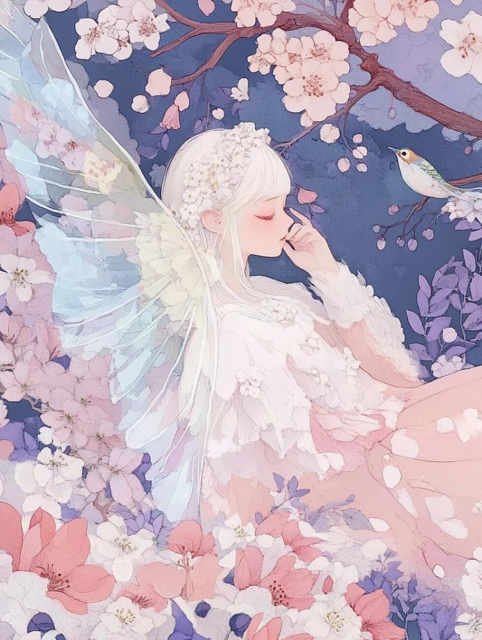 Rqwybcaxn Bead Embroidery Kits Fairies and Flowers 40x50cm