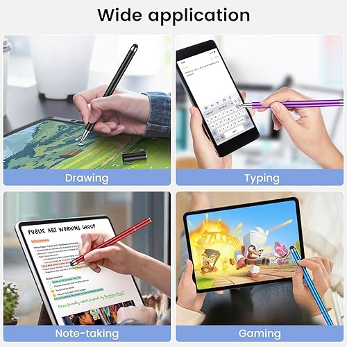 Miniatura 7 de MEKO Paquete de 4 lápices capacitivos para pantallas táctiles, 2 en 1 de alta sensibilidad y precisión capacitivos para iPad, iPhone, Android,