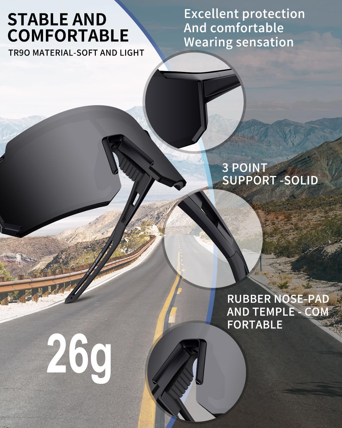 Polarized Sports Sunglasses for Men Women Youth Baseball Running Cycling Driving Fishing Tennis Golf Motor TAC UV400 TR90
