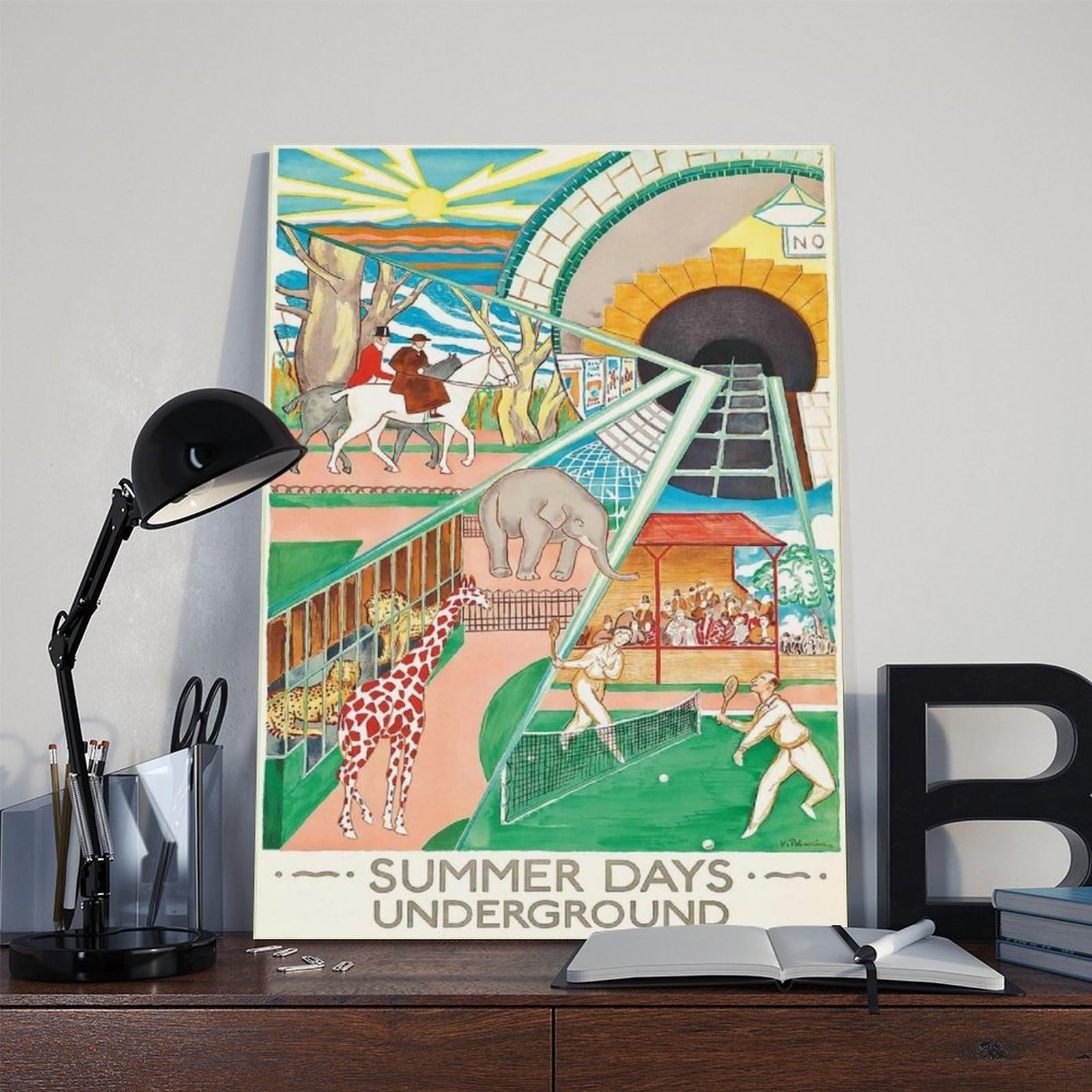 QOTOPGPG Poster su tela con stampa di Londra Underground Summer Days Travel Decor per camera da letto, ufficio, camera da letto, regalo, 60 x 90 cm