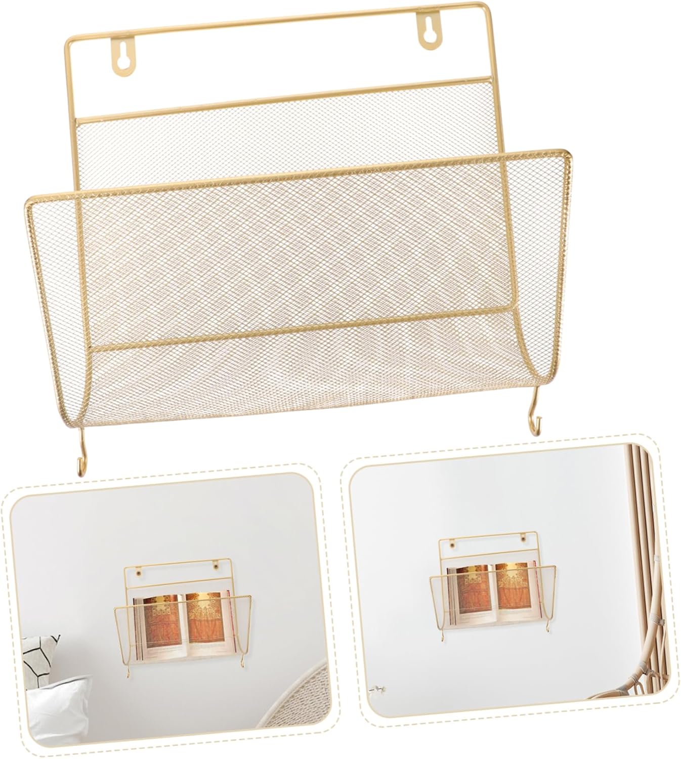 Uonlytech Wall Mounted Magazine Rack Sturdy Iron Art Book Shelf for Office Home Elegant Document Holder for Organizing Newspapers and Magazines