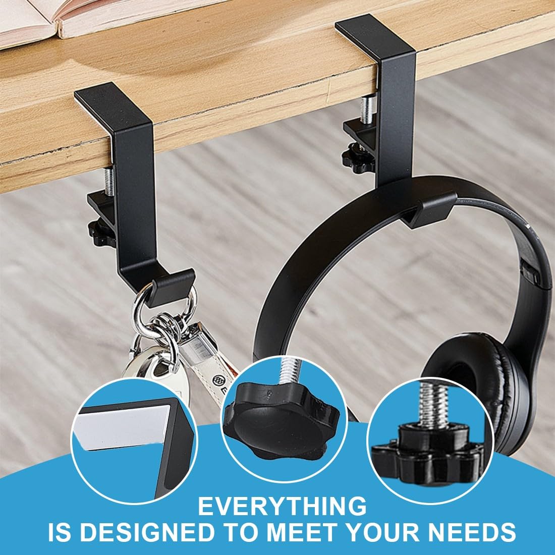 NJCXOLA Headphone Hanger Gancio Cuffie,Pieghevole Porta Cuffie Sotto Scrivania,Girevole Supporto Cuffie Porta Cuffie da Scrivania,Pieghevole Supporto Cuffie,Singolo strato