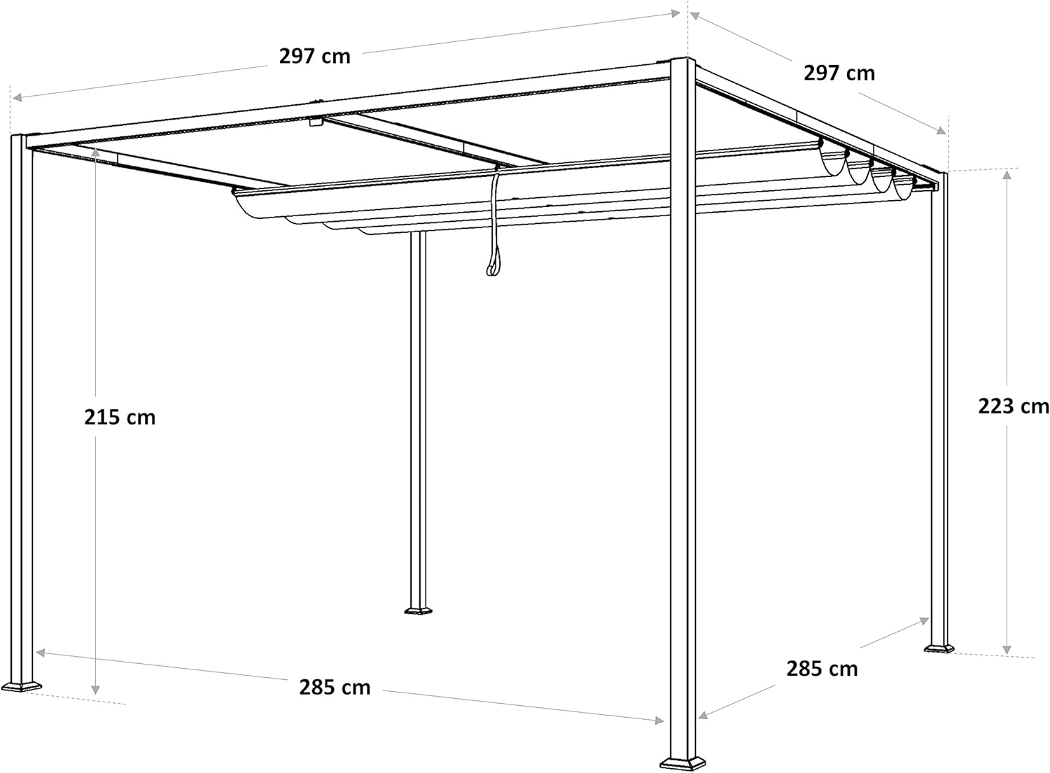 NATERIAL Horali Pergola in use with outdoor furniture