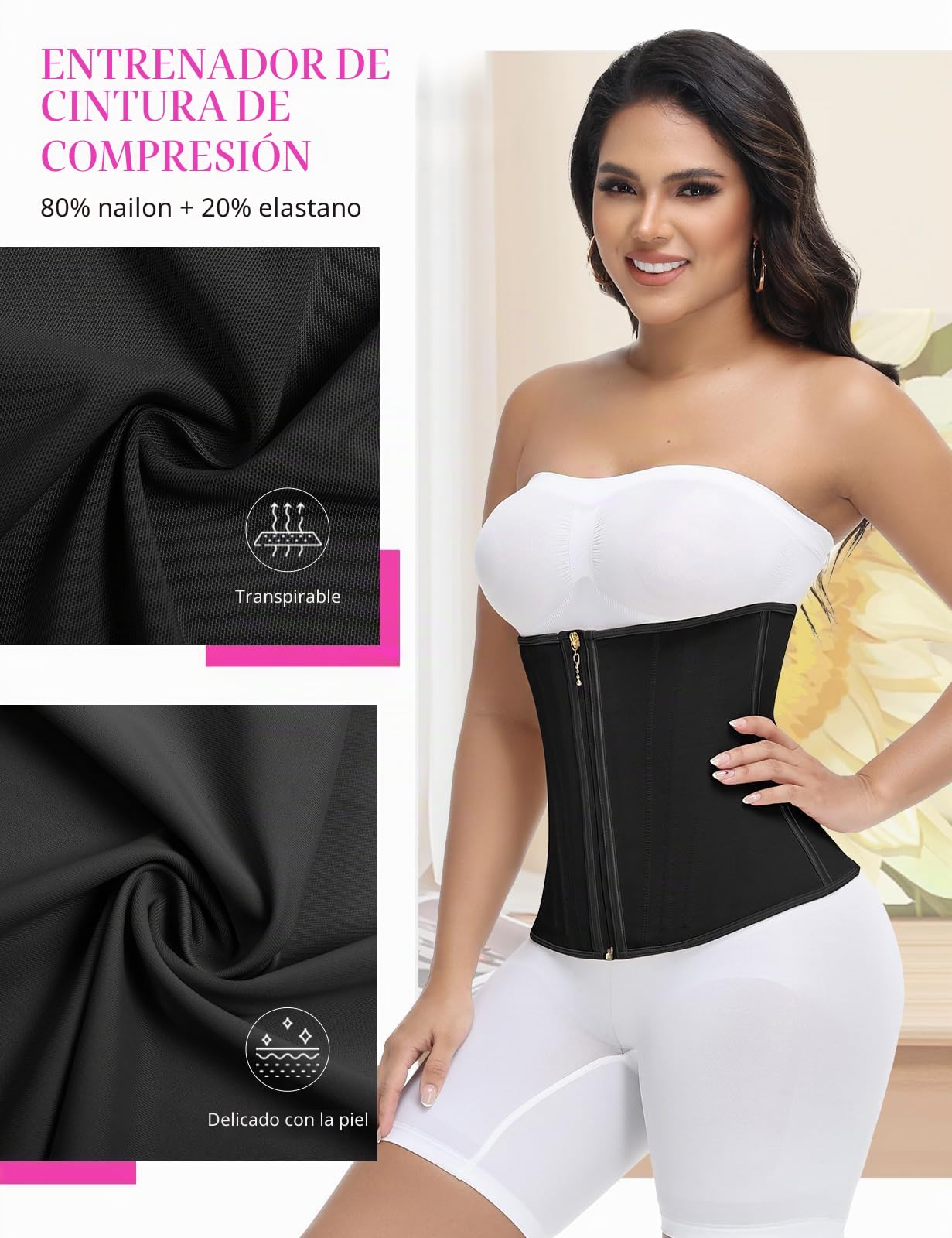SHAPSHE - Entrenador de cintura para mujer, control de abdomen, entrenamiento, faja moldeadora de cintura posparto con gancho de cremallera