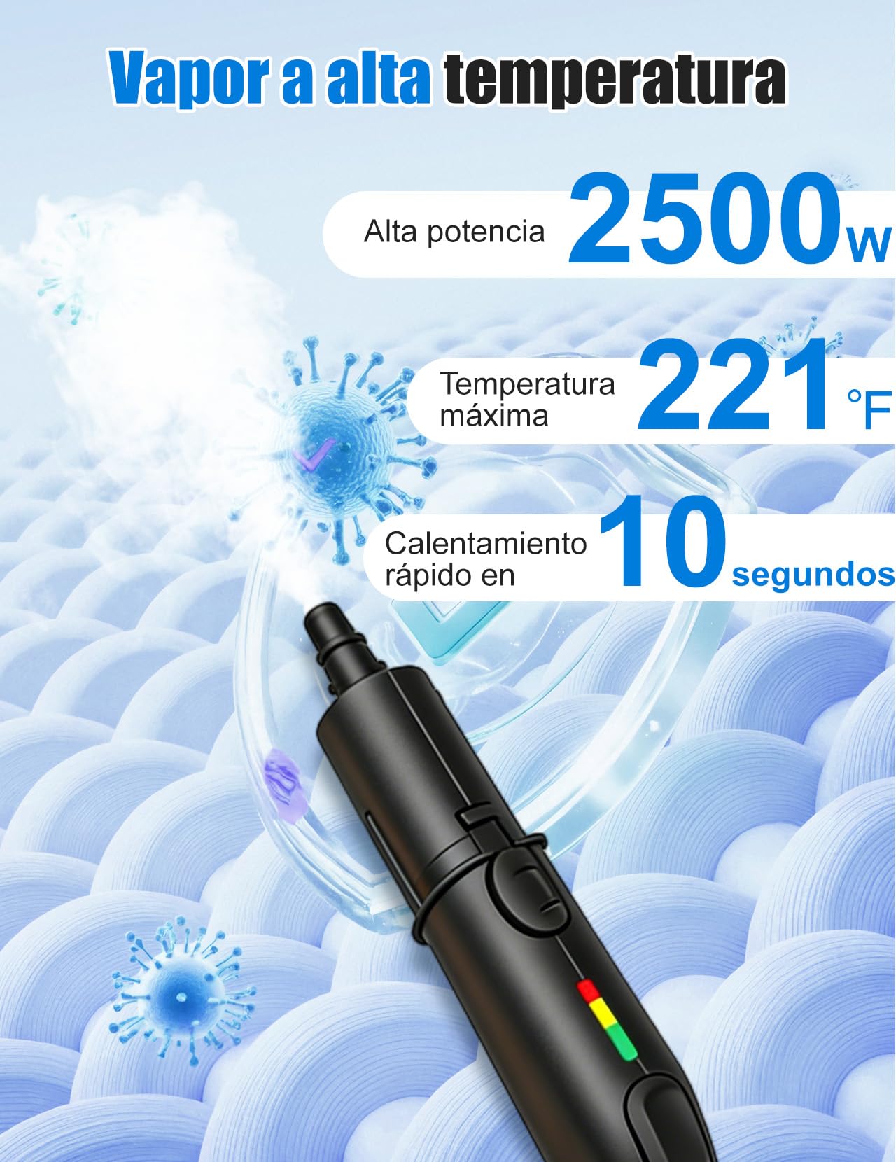 Limpiador a Vapor, Limpiador a Vapor de Mano Multiusos 2500W