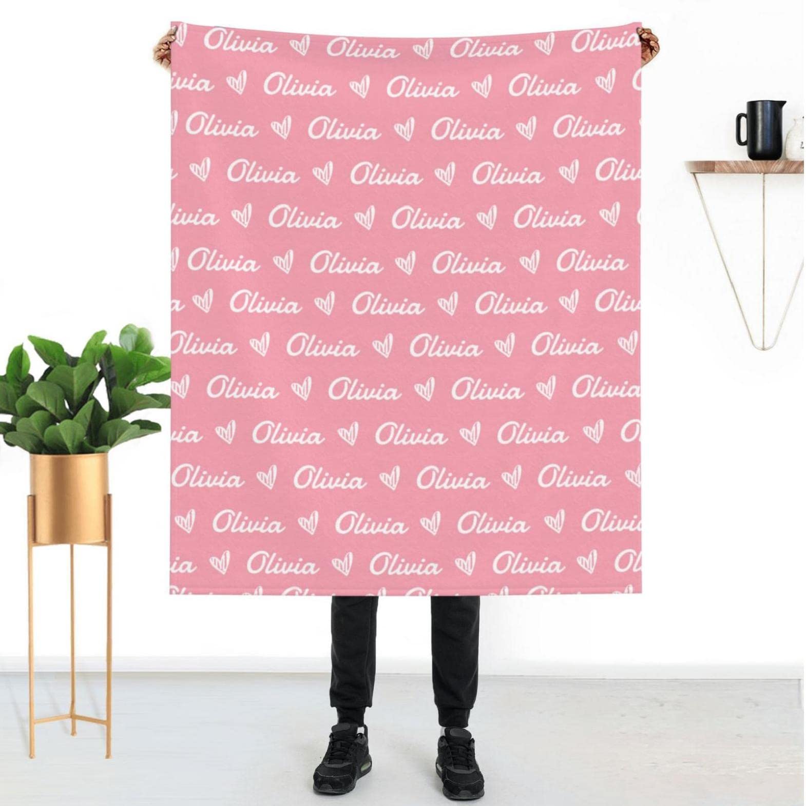 Manta de forro polar de franela personalizada con texto fotográfico para familia, Navidad, cumpleaños, boda, manta gruesa y acogedora para sofá, dormitorio, sala de estar, 50 x 40 pulgadas
