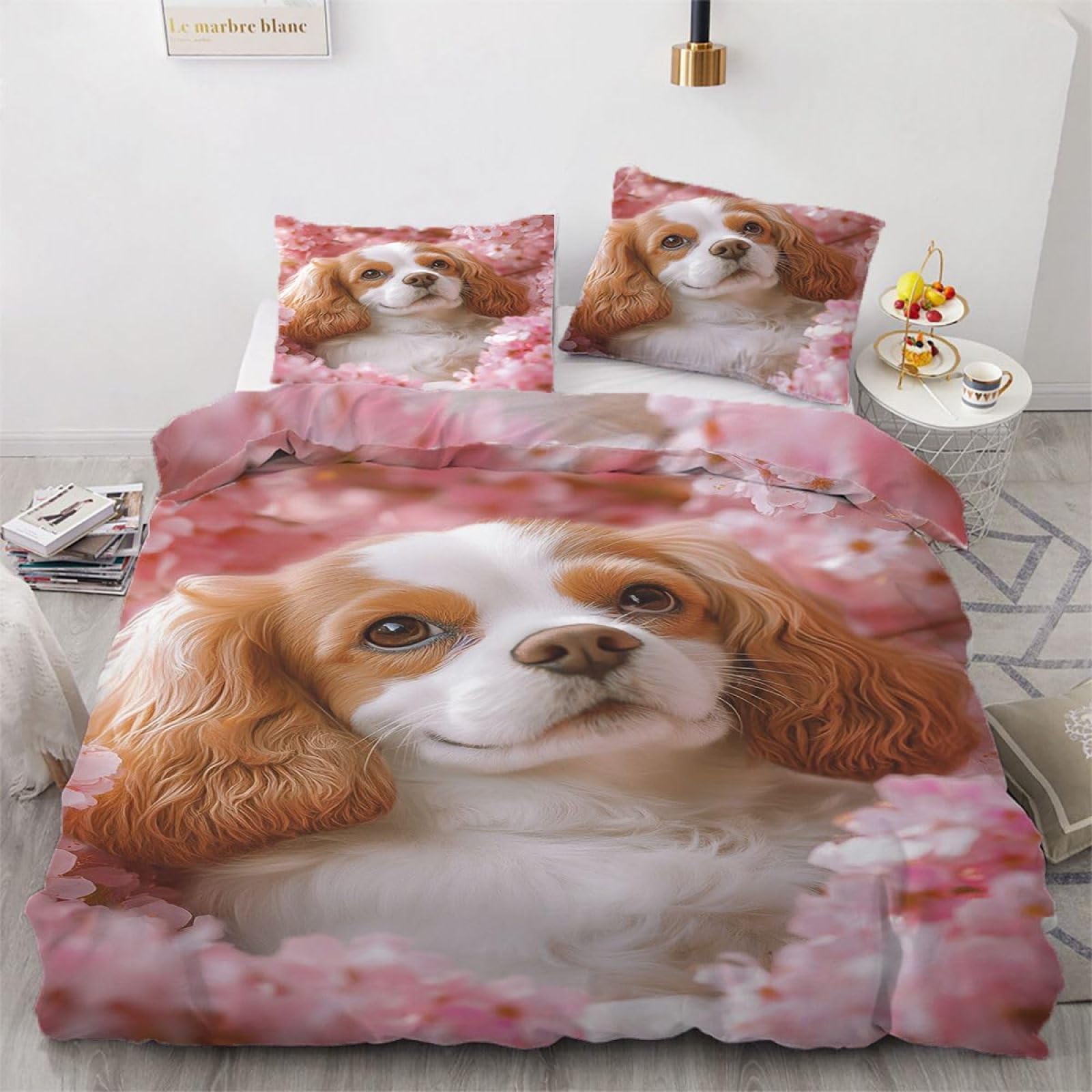 Zestaw pościeli na kołdrę Cocker Spaniel w rozmiarze king size, z zapięciem na zamek błyskawiczny, zestaw pościeli dla dzieci, miękka, hipoalergiczna poszewka na kołdrę z mikrofibry, 230 x