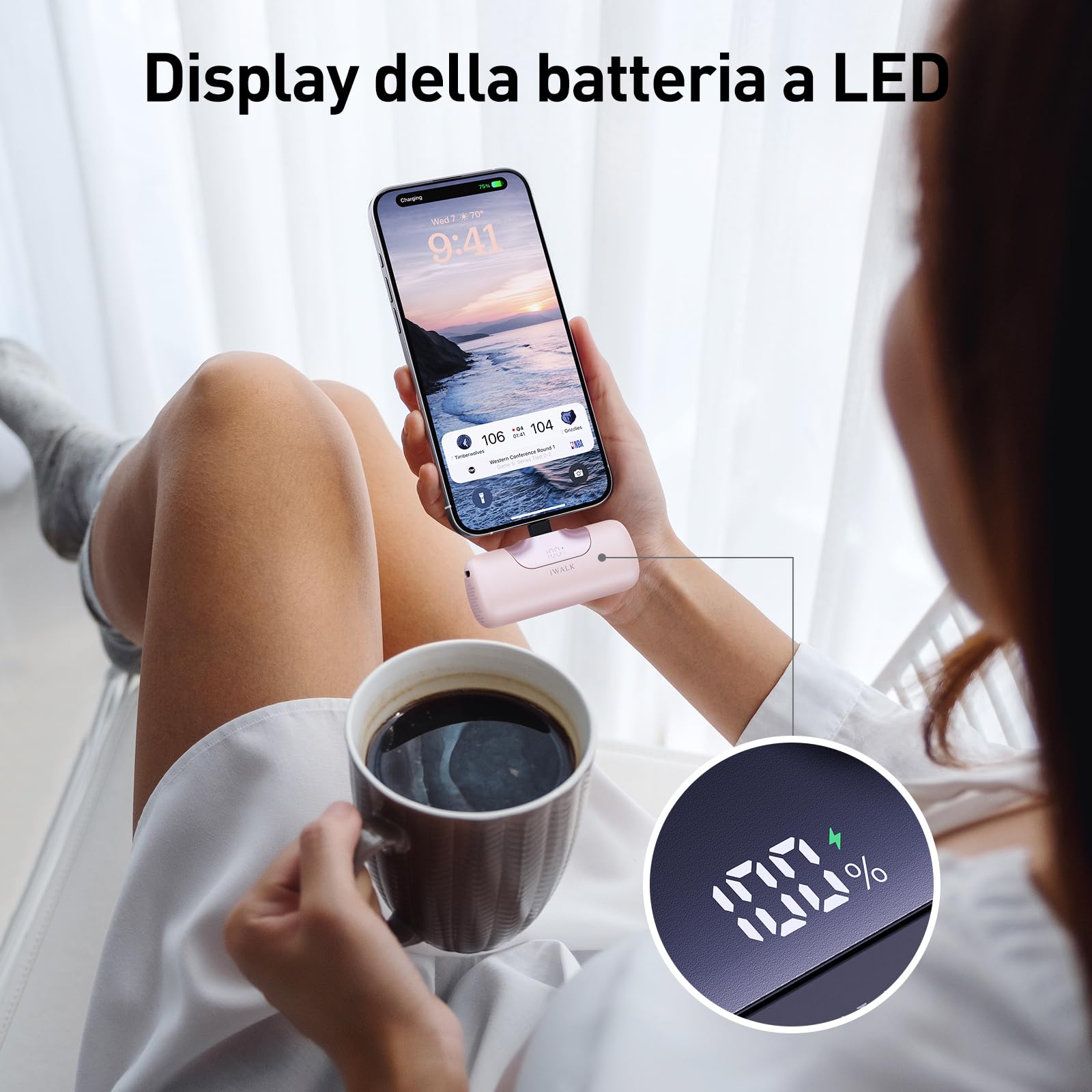 iWALK Power Bank Mini 5500mAh: Caricatore Portatile USB-C Compatto e Leggero, Ricarica Rapida 22,5W Compatibile con iPhone 16 Plus/16 Pro Max, iPad, Samsung Galaxy S24/S23, Android e Altri Dispositivi