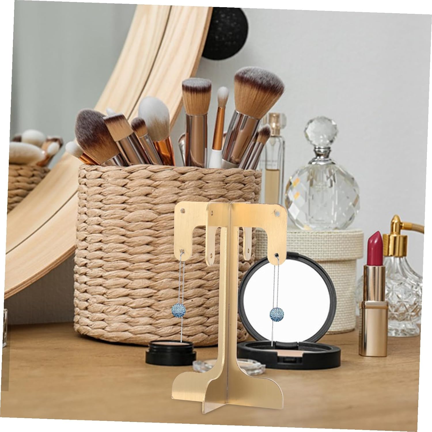 VALICLUD Earring Display Stand Jewelry Storage Organizer Iron Tabletop Holder with 8-hole Hooks for Bedroom Dressing Room Jewelry Tower