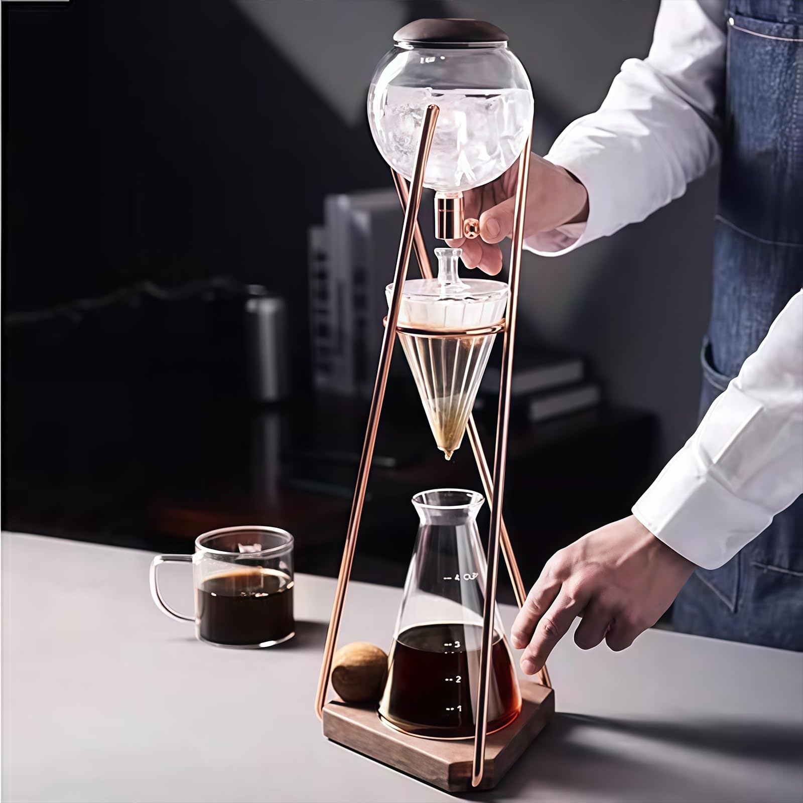 500 ml, ekspres do kawy mrożonej Cold Brew z technologią Slow Drip, regulowana prędkość kapania, ekspres do kawy Cold Brew z ramą ze stali nierdzewnej, przygotowuje 3-5 filiżanek