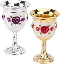 Valicclud 2 peças taça de vinho dourado liga champanhe flauta estilo flor rosa copo copo copo copo copo copo copo copo copo copo bebida bebida para jantar de Natal festival jantar banquete 7,5 x 3,7 cm