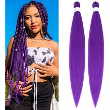 Light Purple Pre-Stretched Braiding Hair 24 Inch 2 Pack, Soft Yaki Texture, Hot Water Setting, Synthetic Crochet Braids for Box Braids & Knotless Braids