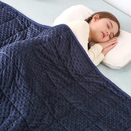 Sivio Manta con peso de 5 libras, manta pesada para cama, manta pesada de doble cara suave y transpirable, 36 x 48 pulgadas, color azul marino