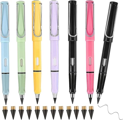 6 piezas de lápices eternos infinitos, lápiz eterno sin tinta con 12 piezas de puntas reemplazables, lápiz mágico de escritura para uso escolar, de