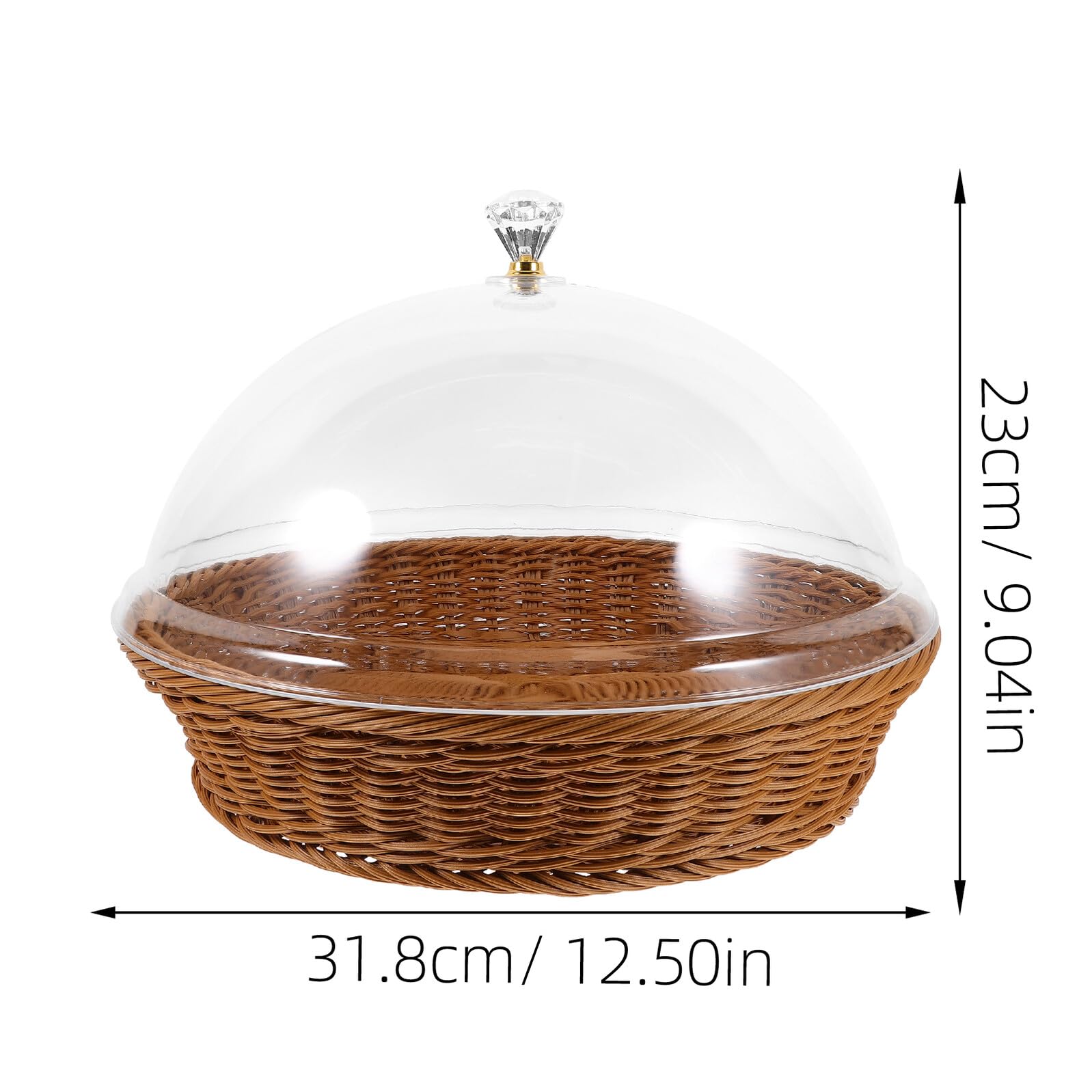 NUOBESTY Panier à Pain en Acrylique et Pp Marron avec Couvercle Transparent Rond Pratique et Facile à Nettoyer 30cm pour Occasions Spéciales et Boulangerie