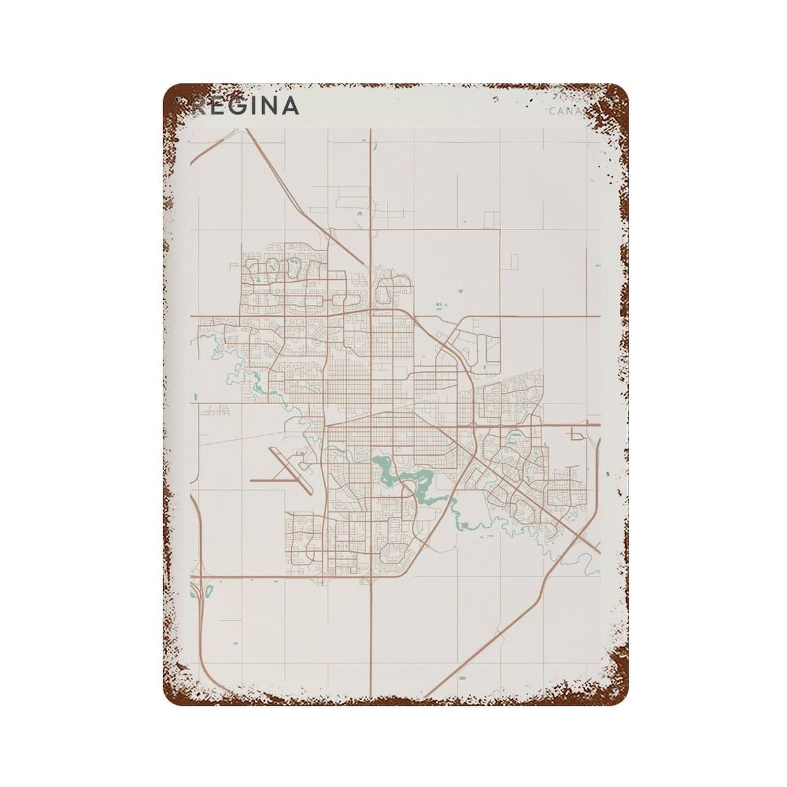xiaoxiaoshen Regina Saskatchewan Map City Decor Canada Wall Decor Art Metal Tin Poster Modern Home Decor Art Home Bar Shop Decorations Vintage Sign 40x30cm