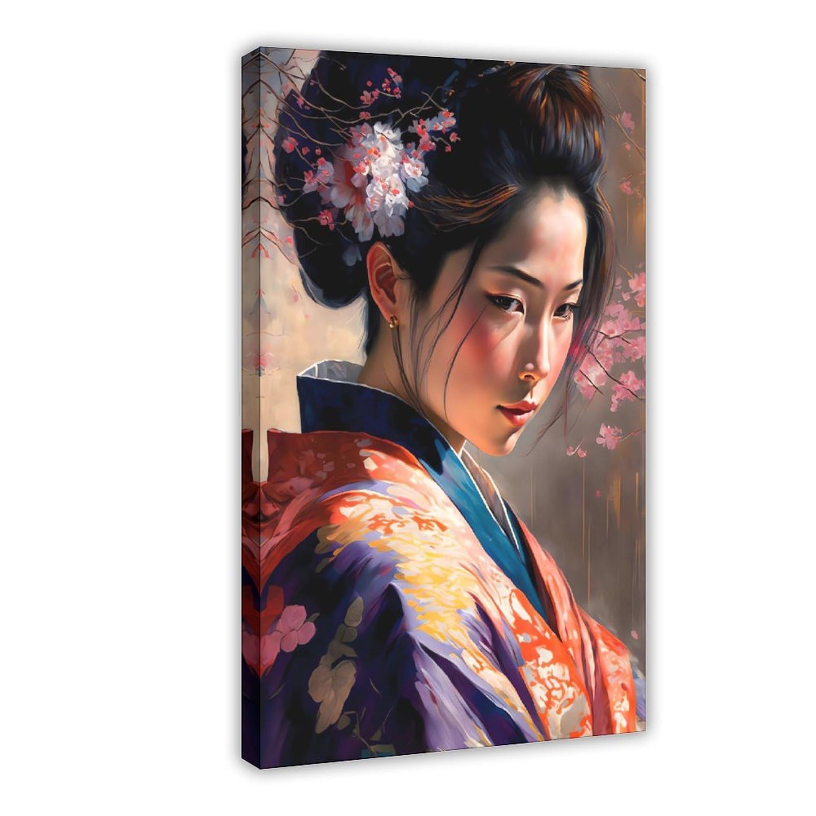 QNVJQKDSI Japanese Geisha Art (13) Canvas Poster Bedroom Decor Landscape Office Room Decor Gift 12" L X 18" W