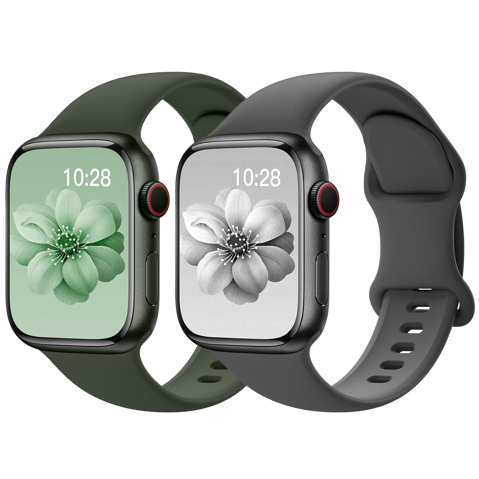 Yoohoo 2 Stück Silikon Armband kompatibel mit Apple Watch 40mm 41mm 42mm 44mm 45mm 46mm 49mm für Damen Herren,Sport Armbänder für iWatch 11 10 9 8 7 6 5 4 3 2 1 Ultra Ultra2 Ultra3 SE 3/2/1