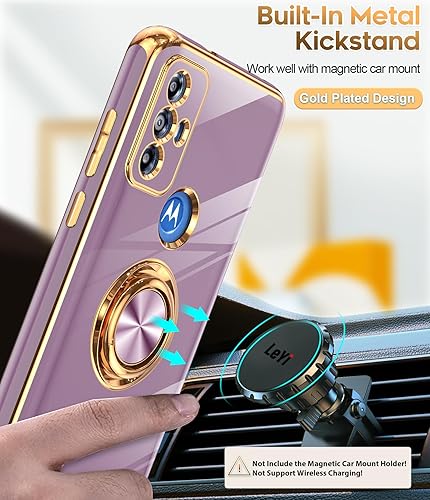 Miniatura 5 de LeYi Funda para teléfono Moto G Play 2023 con protector de pantalla de vidrio templado (paquete de 2) Soporte de anillo giratorio de 360, soporte