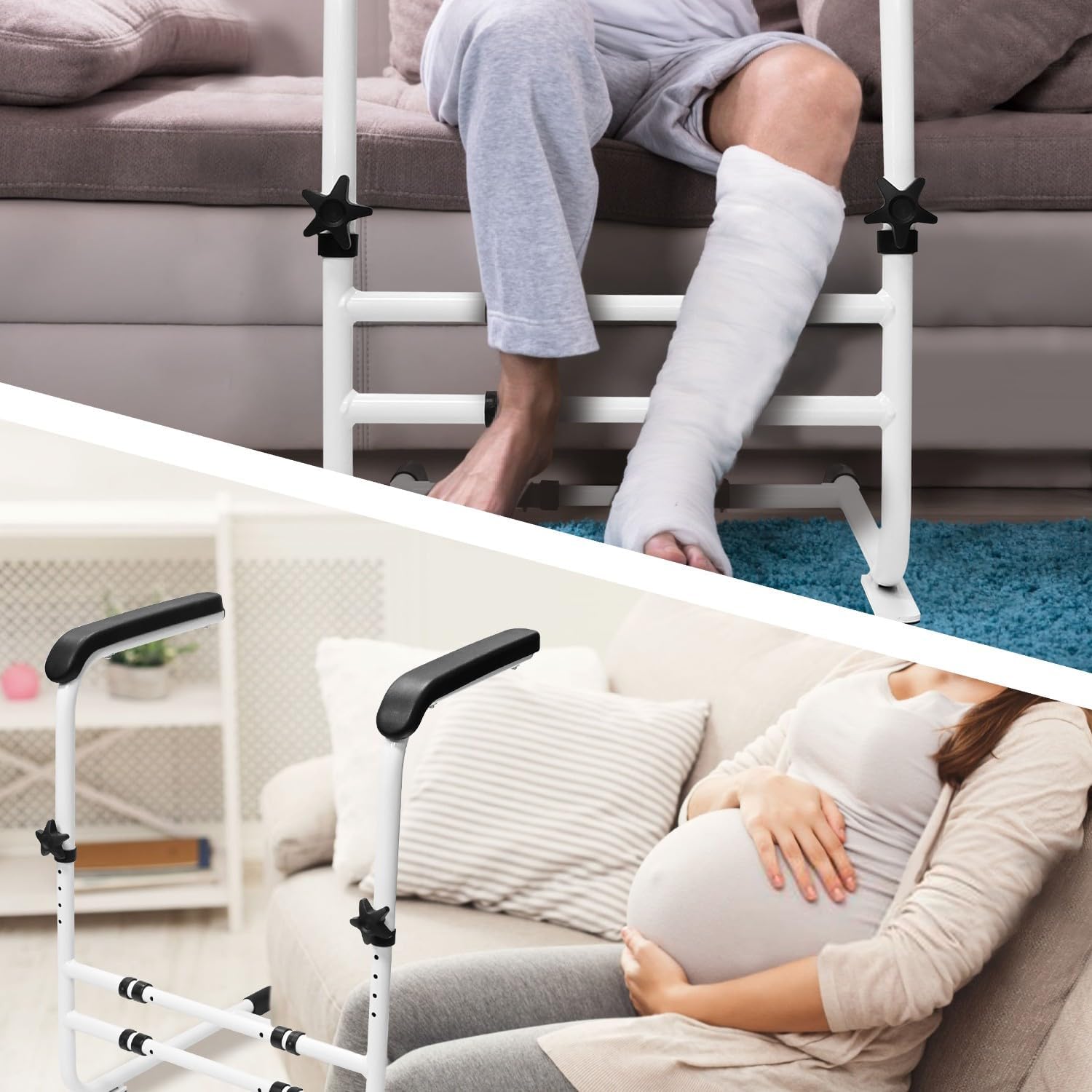 Stand Assist Aid for Elderly/Seniors/Disabled, Couch/Chair Lift Assistance Stand Up Devices-6 Levels Adjustable Height, Help Standing Aids & Supports, Up to 450 Lbs, White