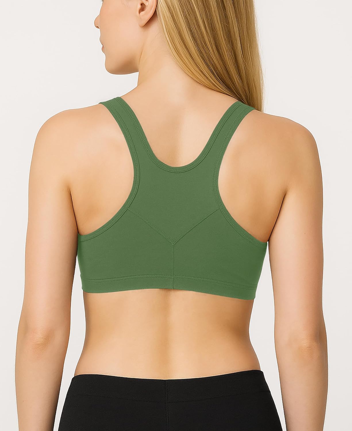 Sexy Basics Women's Cotton Spandex Racer Back Bra | 4 Way Stretch Pullover Workout Sport Bras (Multi-Pack) - Image 3
