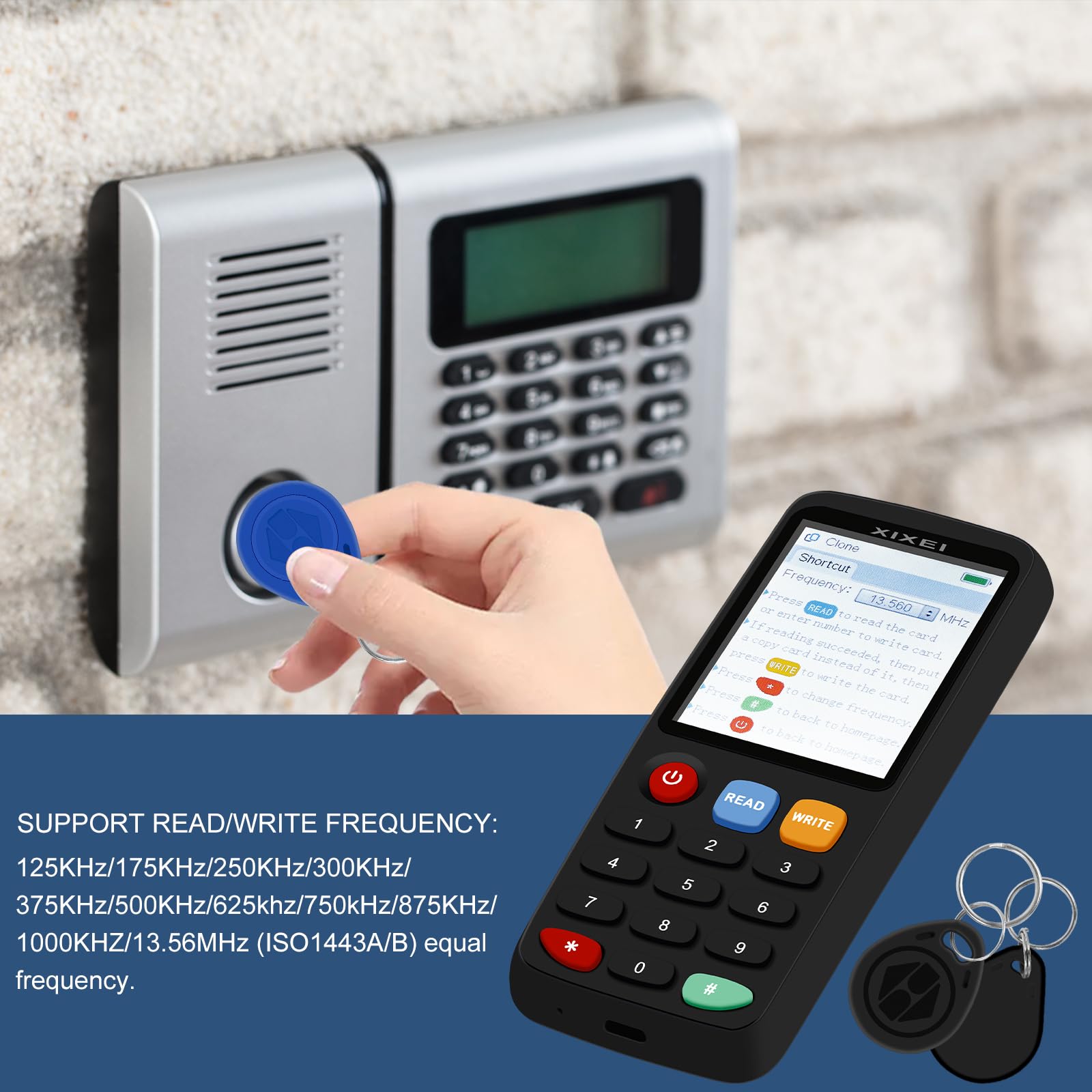 Smart Card RFID Copier Kit Portable 125kHz ID Card Lettore Writer 13.56MHz IC Card LEACER Writer IC ID Copier X7RFID Reader Duplicator Access Control Reader per Smart Card