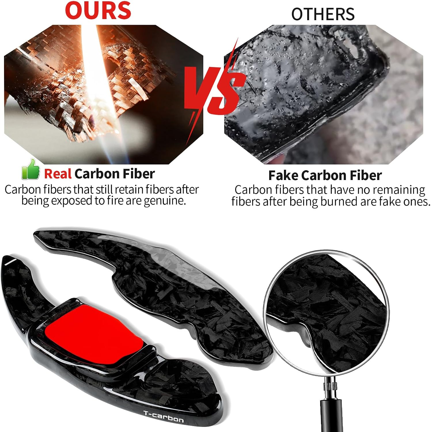 T-carbon Paddle Shifter Extensions Fits Volkswagen MK6 Golf CC Beetle Jetta 2012 2013 2015;Forged Carbon Fiber Steering Wheel Shifter Paddle Cover Trim Fits Sagitar GLI Lamando GTS Polo Accessories