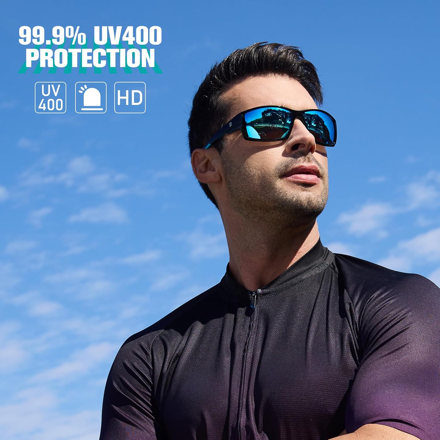 DUCO Polarized Sports Sunglasses for Men Women UV400 Protection Lightweight TR90 Cycling Glasses for Fishing Driving Running