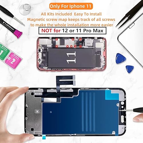 Miniatura 5 de Bsz4uov Pantalla táctil 3D para iPhone 11, pantalla táctil 6.1, digitalizador de pantalla LCD para A2111, A223, A2221, kits de reparación de
