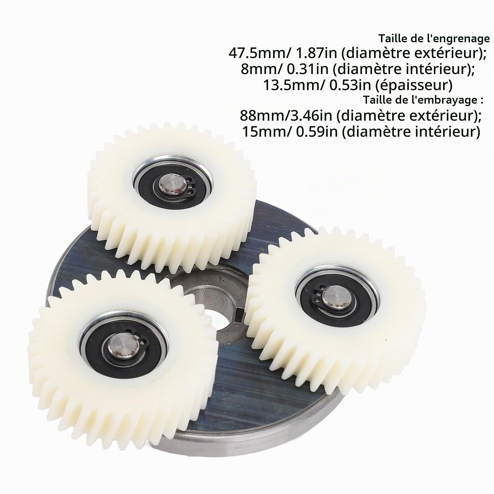 Kit d'embrayage et Engrenages de Moteur de Vélo Électrique, 3 Pièces Engrenages en Nylon 36T avec Embrayage 88mm pour Bafang Moteur de 500 à 750W