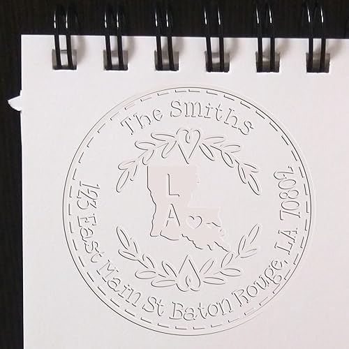 Miniatura 267 de Round State Love - Sello de dirección de devolución para Texas, uso con almohadilla de sello, mango de madera, sello de dirección de Texas