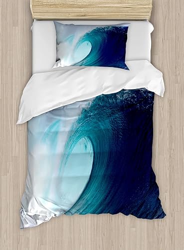 Miniatura 642 de Ambesonne Juego de funda de edredón de brújula, ilustración de mapa del mundo, marinero marítimo, equipo de vida monocromático, juego de ropa