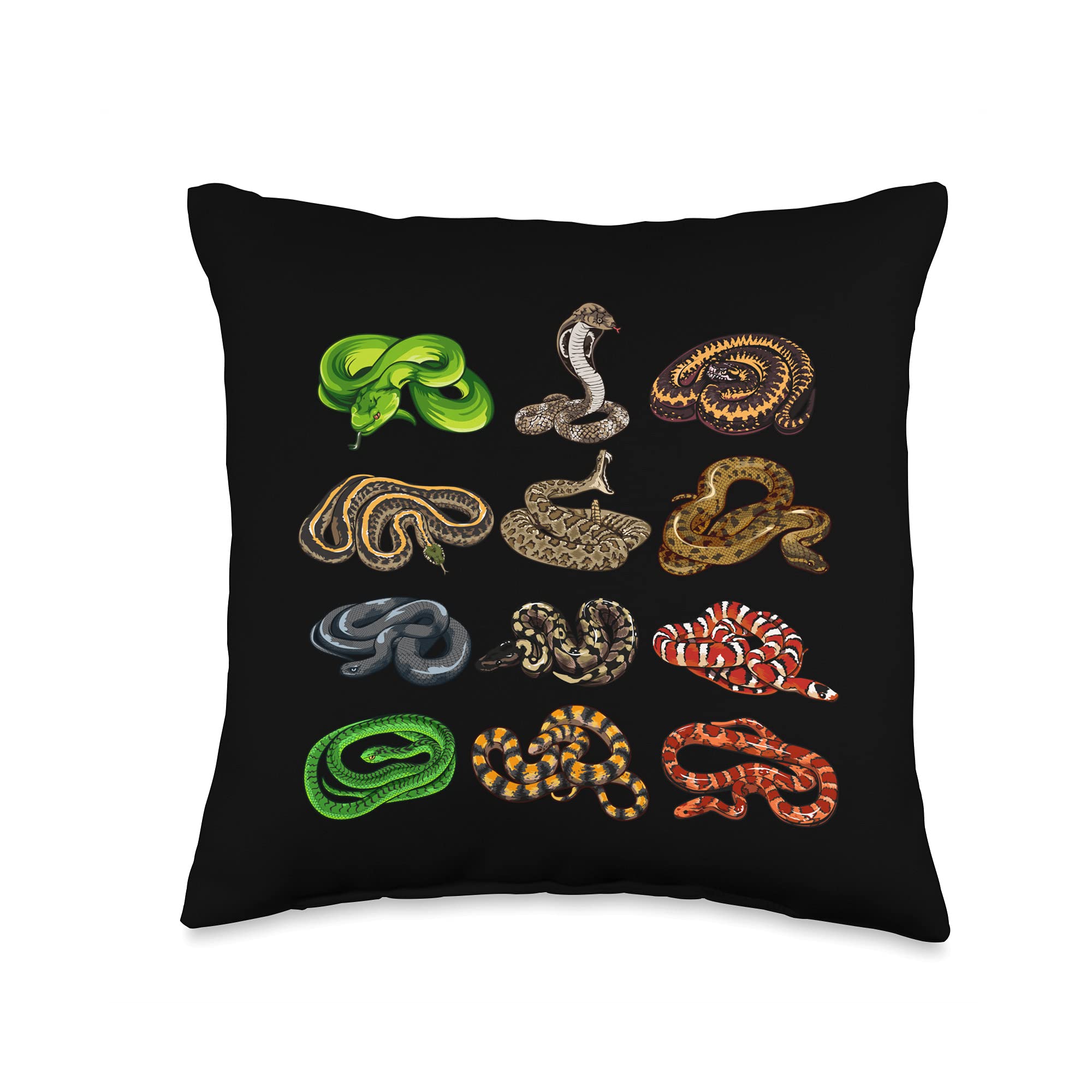 Best Snake Gifts Reptile Cobra Accessories & Stuff Cool Men Women Boa Serpent Corn Coral Rattle Snake Throw Pillow, 16x16, Multicolor